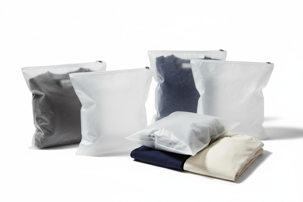 Frosted zipper bags t-shirt packing use